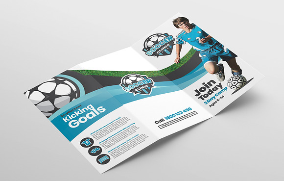 Soccer Camp Trifold Brochure in Brochure Templates - product preview 3