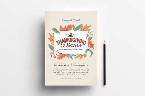 Thanksgiving Menu Template in Flyer Templates - product preview 1