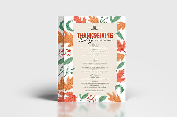 Thanksgiving Menu Template in Flyer Templates - product preview 2