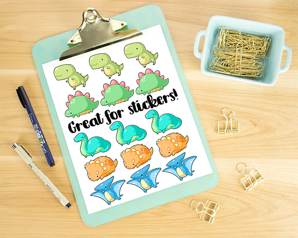 Kawaii Dinosaurs Clipart in Illustrations - product preview 2