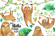 Watercolor Sloth Clipart