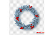 Christmas wreath with realistic fir