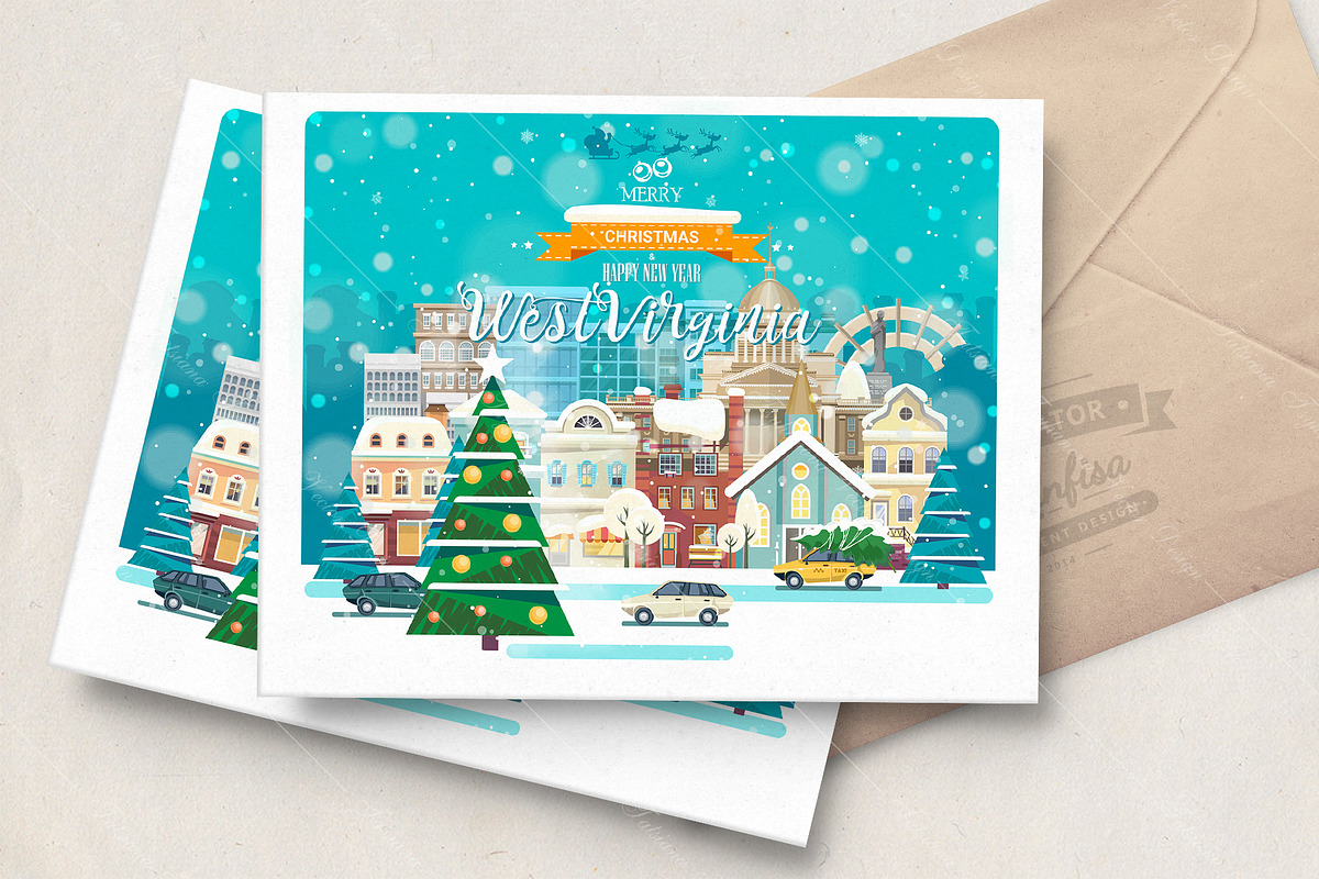 Christmas card from West Virginia in Illustrations - product preview 8