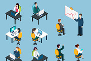Business people isometric pictograms