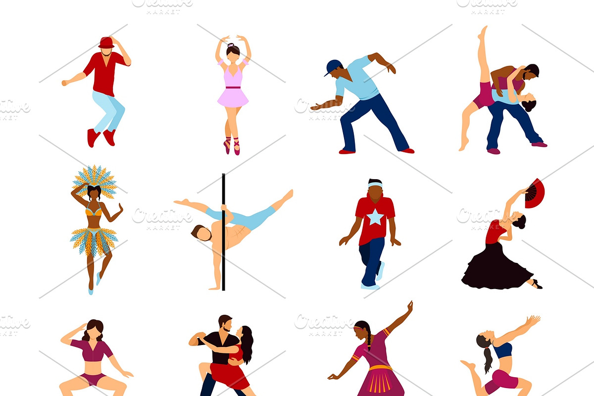 People dancing icons set in Icons - product preview 8