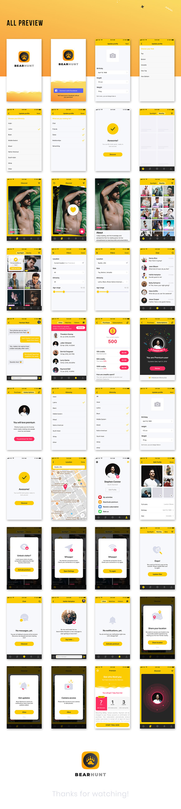 Gay Dating Mobile UI Kit in App Templates - product preview 3
