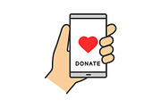 Smartphone donation app color icon