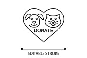 Donation for pets linear icon
