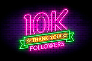 10K followers neon sign
