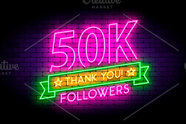 50K followers neon sign