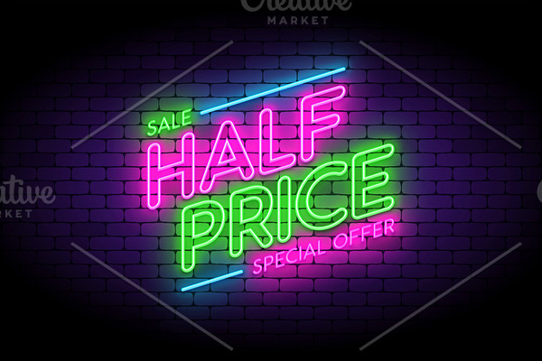 Half price neon sign