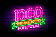 1000 followers neon sign
