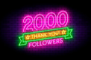 2000 followers neon sign
