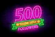 500 followers neon sign