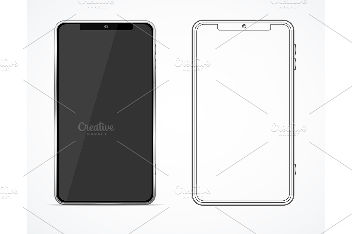 Blank Black and White Phone Template in Objects - product preview 8