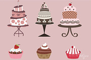 Cakes and Cupcakes Clipart in Vector