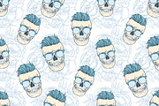 Seamless color pattern with skull