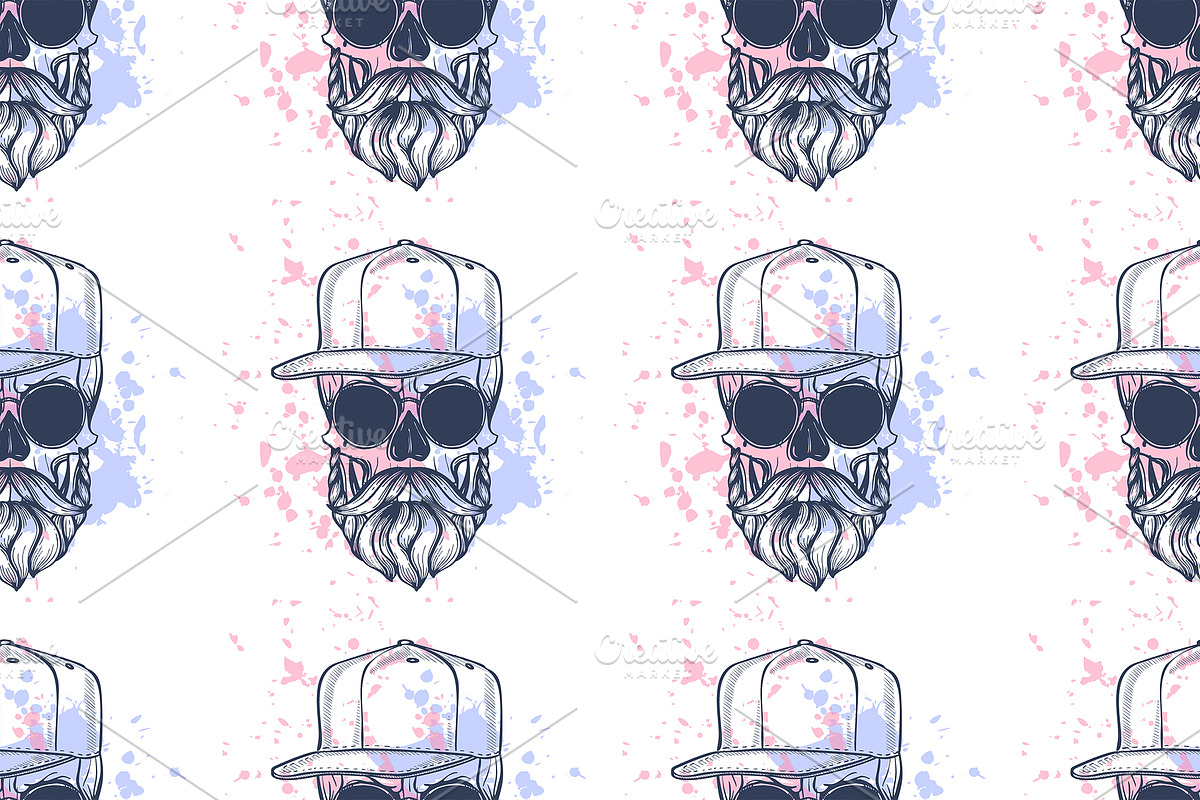 Seamless color pattern with skull in Patterns - product preview 8
