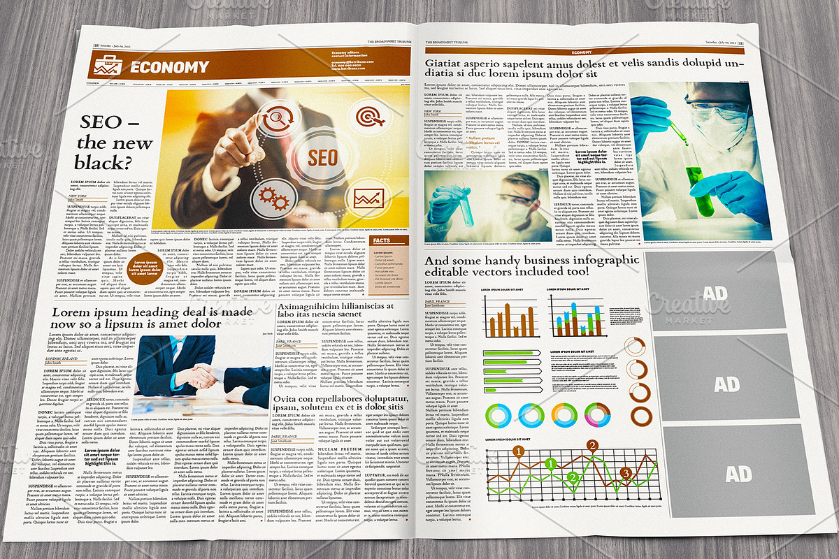 Broadsheet Newspaper Template in Magazine Templates - product preview 8