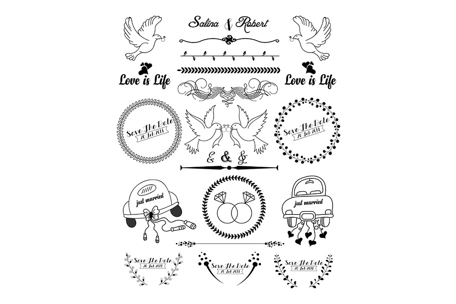 Wedding Ornaments Illustration set in Illustrations - product preview 8
