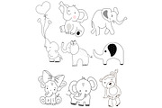 Elephant Baby Illustration Set
