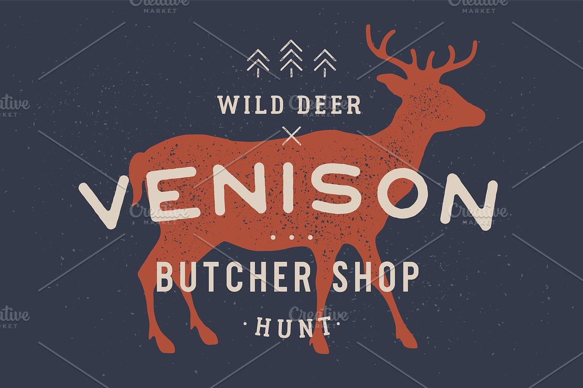 Venison, deer. Vintage logo, retro in Illustrations - product preview 8
