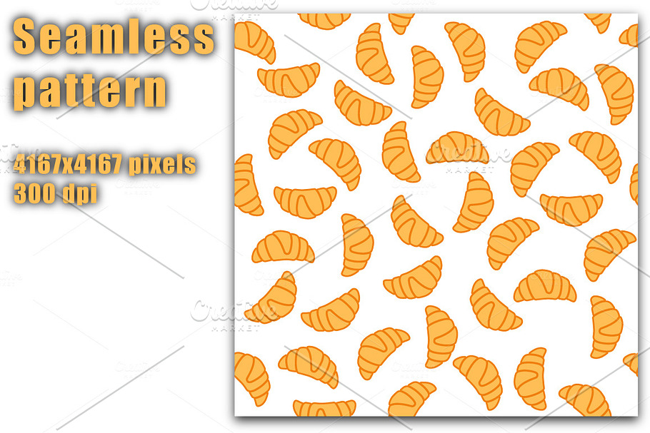 Croissant seamless pattern