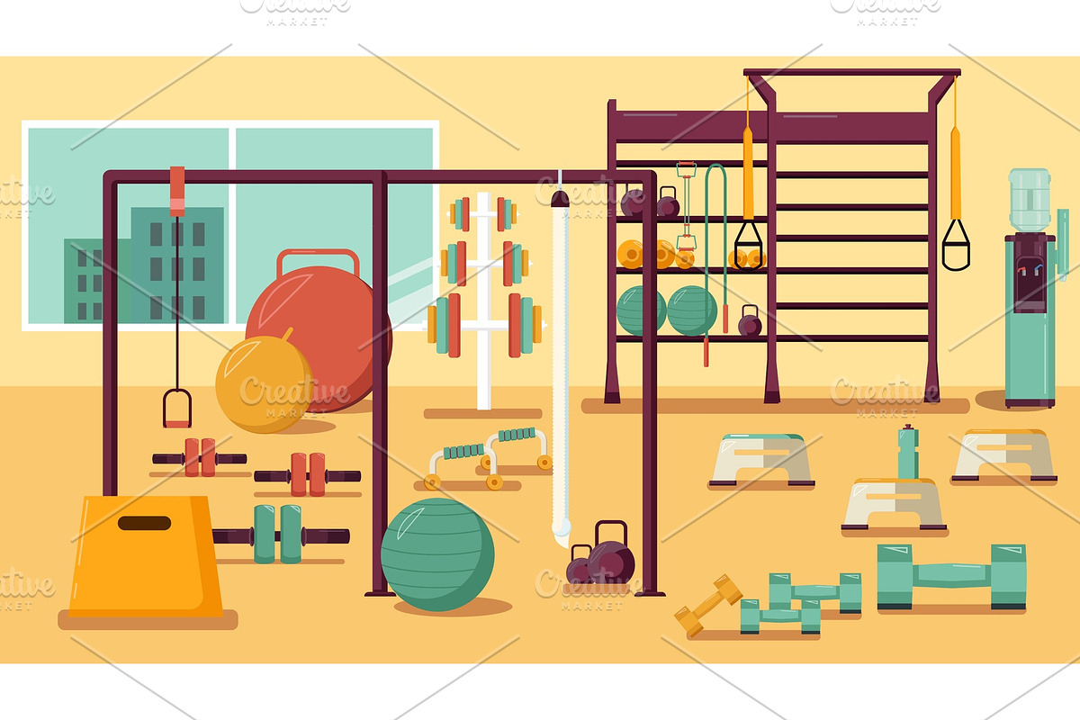 Gym Colorful Flat Illustration in Illustrations - product preview 8