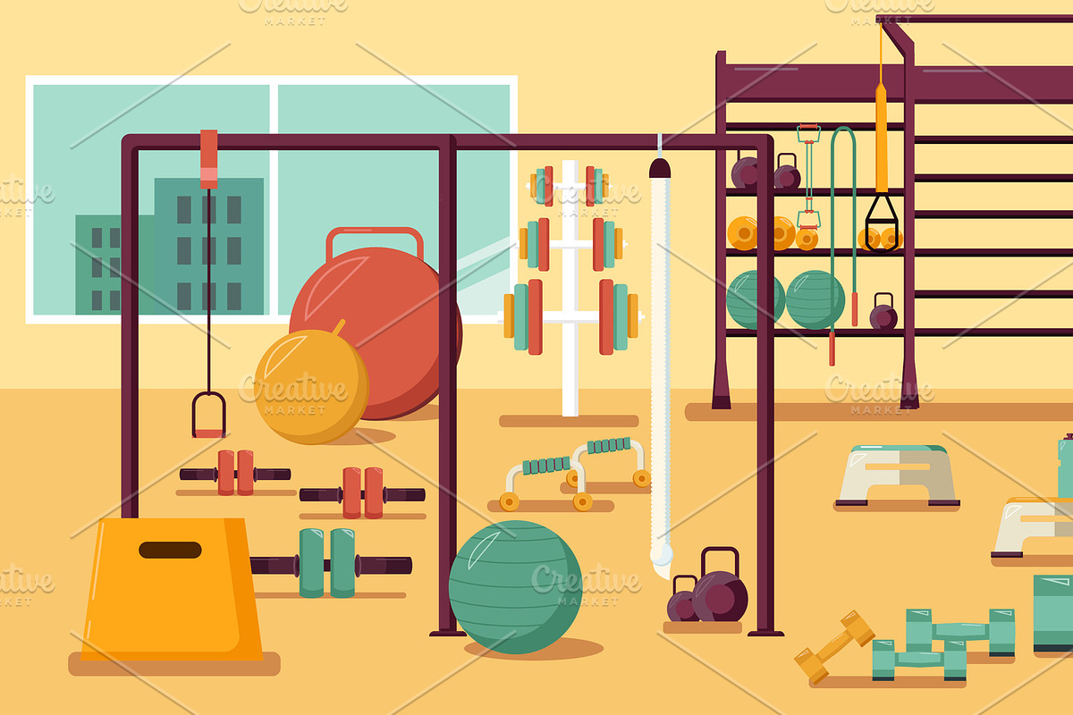 Gym Colorful Flat Illustration in Illustrations - product preview 8