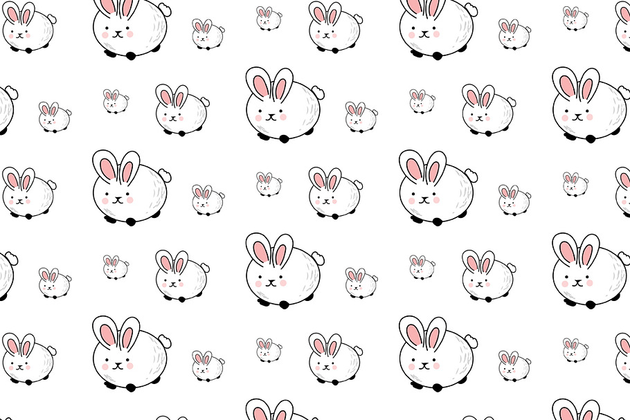 Seamless Rabbit Pattern Illustration in Patterns - product preview 8
