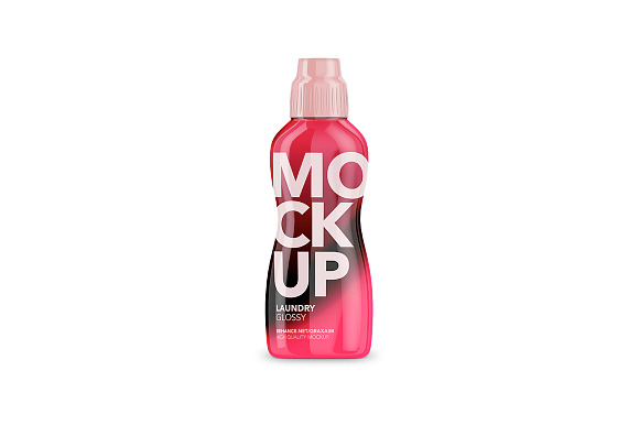 Laundry Softener Bottle Glossy Front in Product Mockups - product preview 4