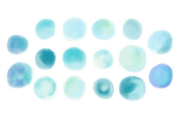 Watercolor Circle Clipart Small Blue in Illustrations - product preview 2