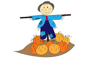 Scare Crow with Pumpkin Illustration