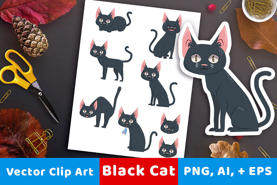 Black Cat Clipart- Halloween Clipart