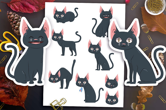 Black Cat Clipart- Halloween Clipart in Illustrations - product preview 1