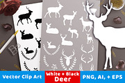 Deer Silhouette Clipart White, Black