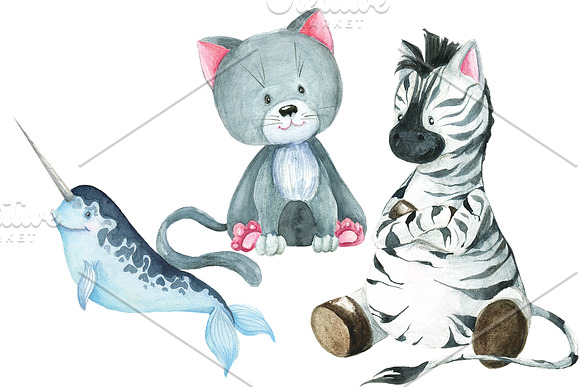Cute watercolor animal alphabet in Illustrations - product preview 1