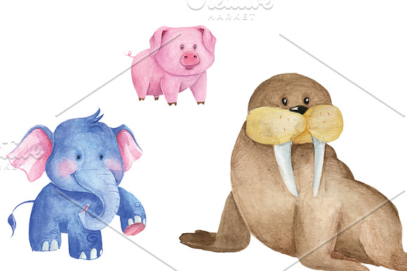 Cute watercolor animal alphabet in Illustrations - product preview 2