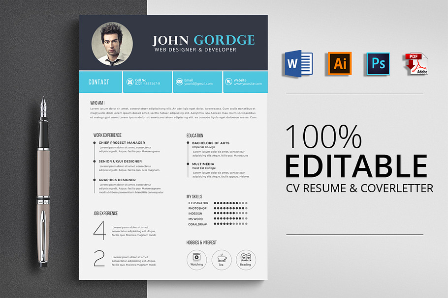 Creative CV Resume Word Template in Resume Templates - product preview 8