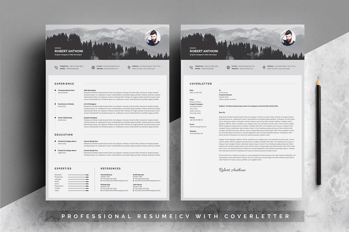 Resume/CV With Cover Letter in Letter Templates - product preview 8