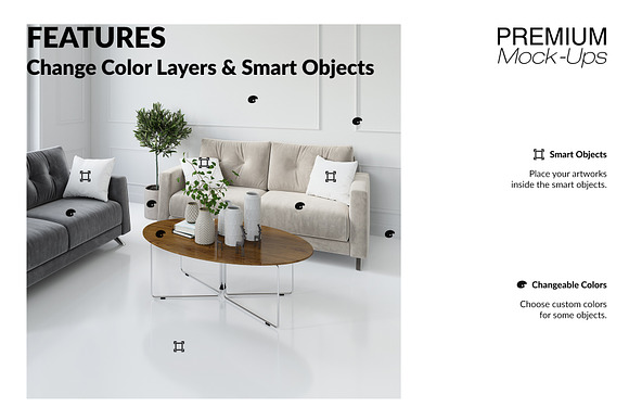 Floor in Living Room Set in Mockup Templates - product preview 3
