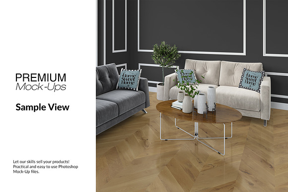 Floor in Living Room Set in Mockup Templates - product preview 6