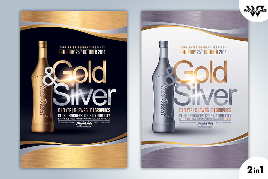 2in1 GOLD & SILVER Flyer Template