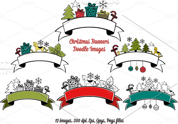 Christmas Banners Doodle Images in Objects - product preview 1