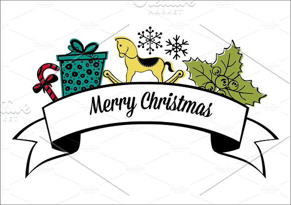 Christmas Banners Doodle Images in Objects - product preview 2