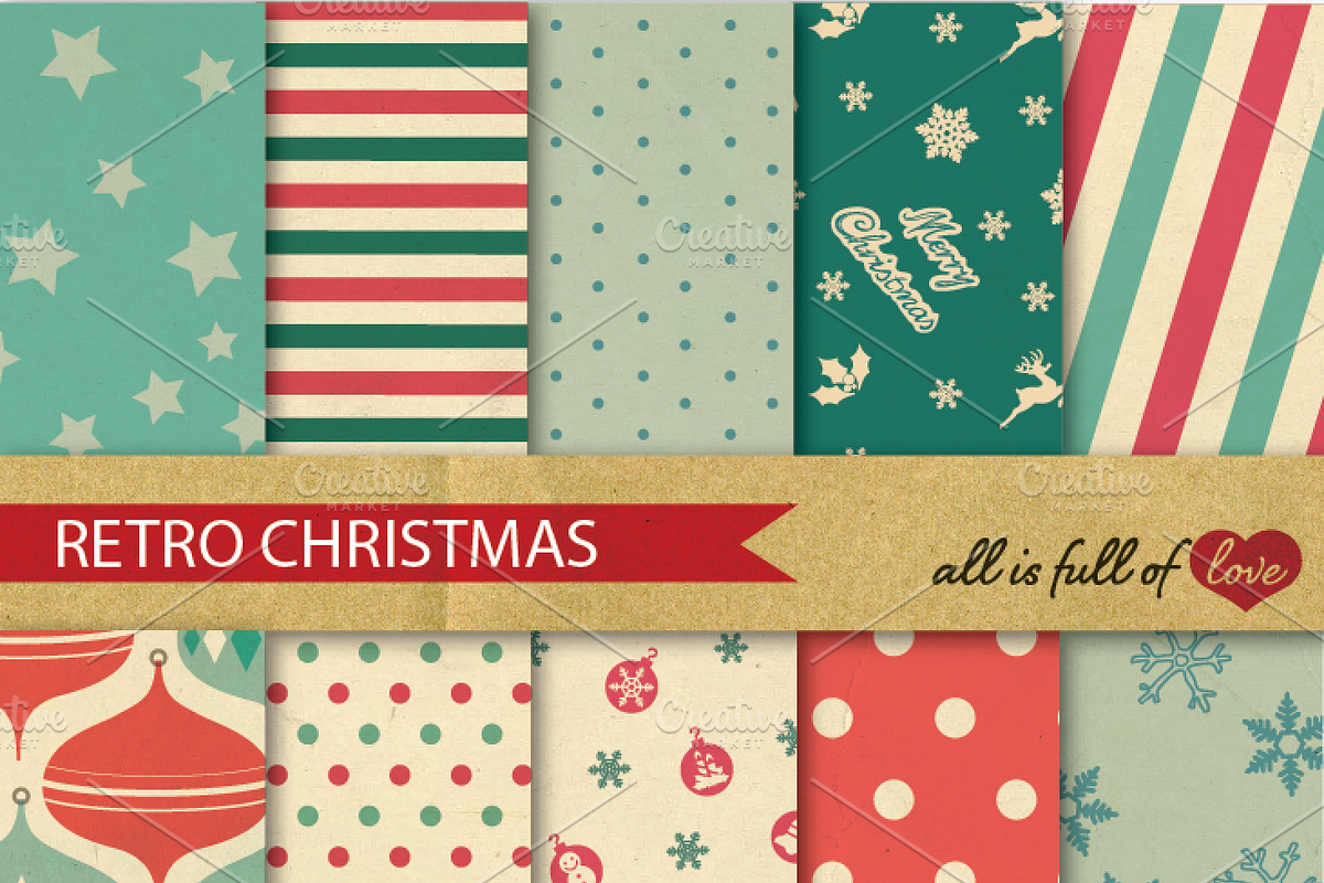 Christmas Retro Background Patterns in Patterns - product preview 8