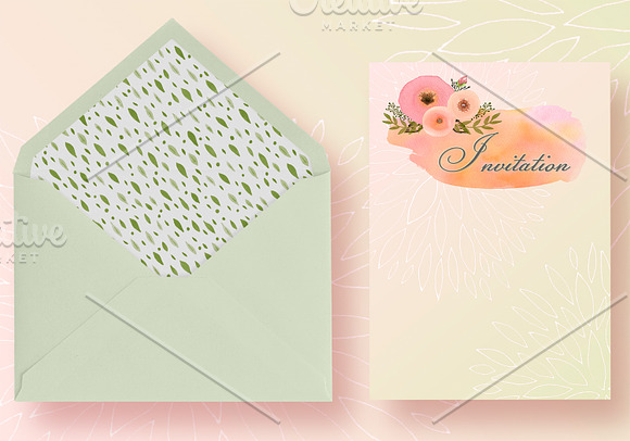Peach- Watercolor Invitation Set in Illustrations - product preview 2