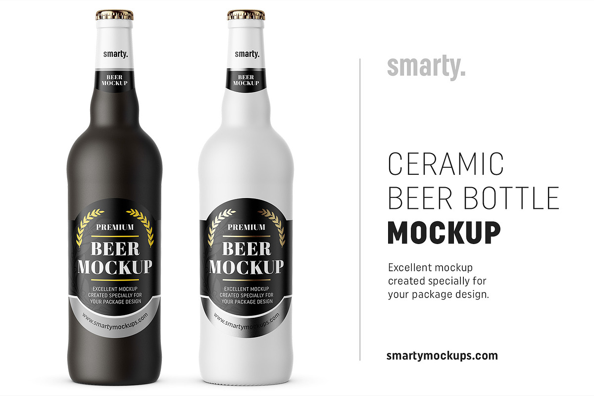 Ceramic beer bottle mockup in Product Mockups - product preview 8