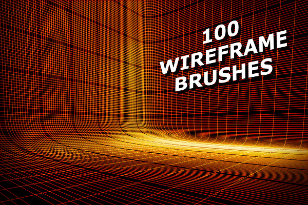 100 3D Wireframe Brushes & PNGs