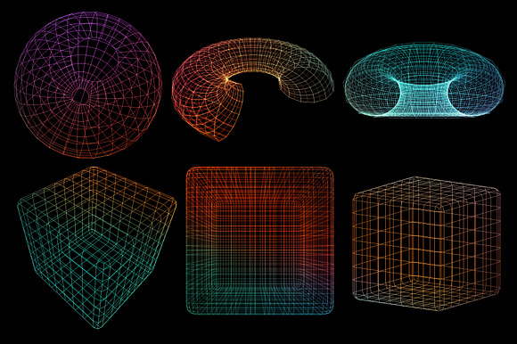 100 3D Wireframe Brushes & PNGs in Add-Ons - product preview 1